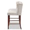 Baxton Studio Alira Beige Upholstered Walnut Wood Button Tufted Bar Stool Bench 160-9947 - alternate 2
